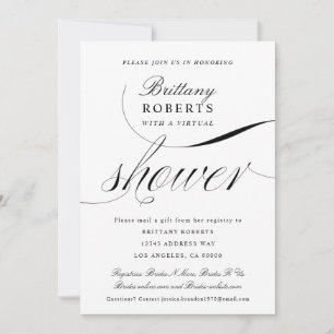 Black & White Elegant Script Virtual Bridal Shower Invitation