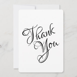 Black & White Elegant Script Wedding Thank You Card