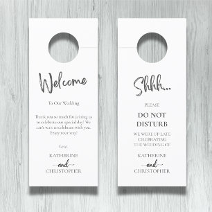 Black White Elegant Shhh Do Not Disturb Wedding Door Hanger