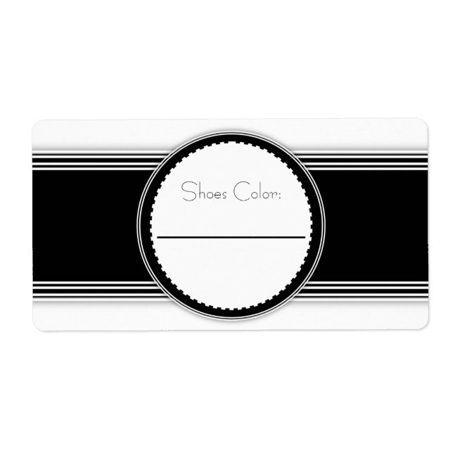 Black & White Elegant Shoe Box Labels (Front)