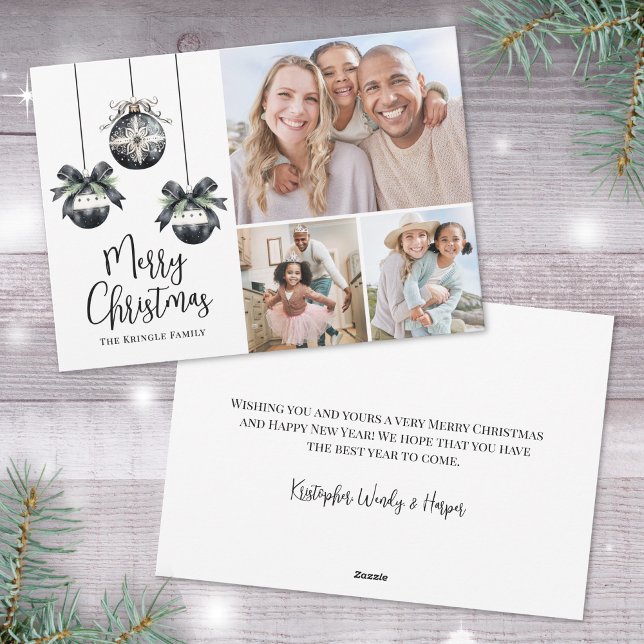 Black White Elegant Simple Christmas Photo Holiday Card (Black White Elegant Simple Christmas Photo Holiday Card)