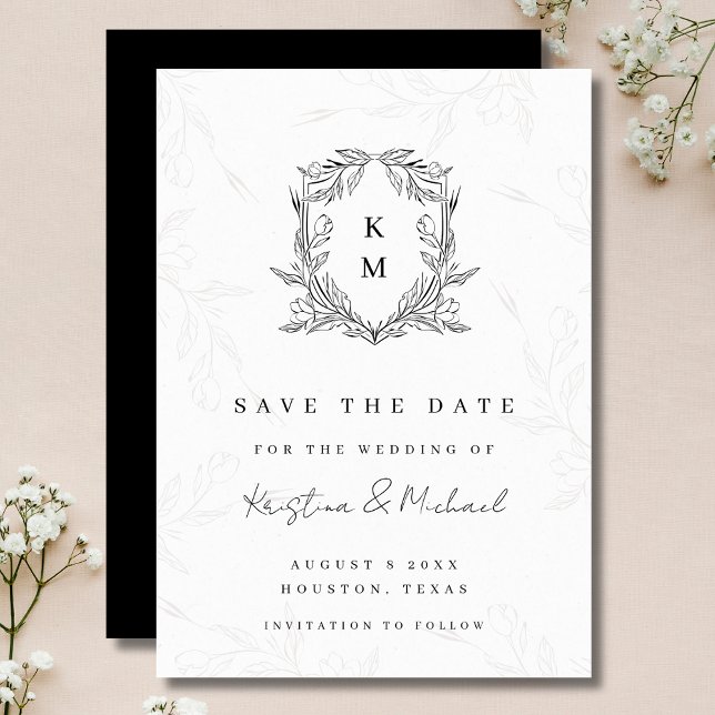 Black White Elegant Simple Script Calligraphy Save The Date (Creator Uploaded)