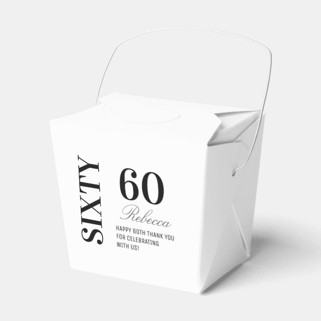 Black & White Elegant Sixty 60th Birthday Party  Favor Box (Front Side)