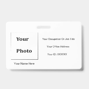 Black White Elegant Text Templates Photo Employee Badge