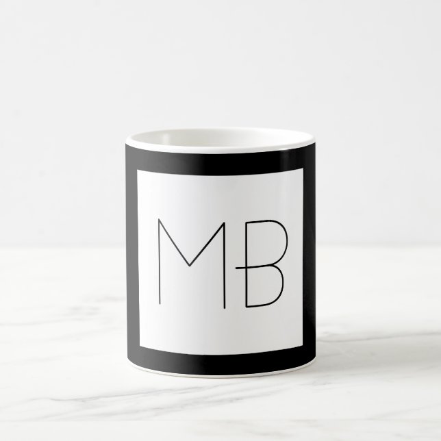 Black & White Elegant Unique Monogrammed Initials Coffee Mug (Center)