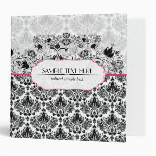 Black & White Elegant Vintage Floral Damask Binder