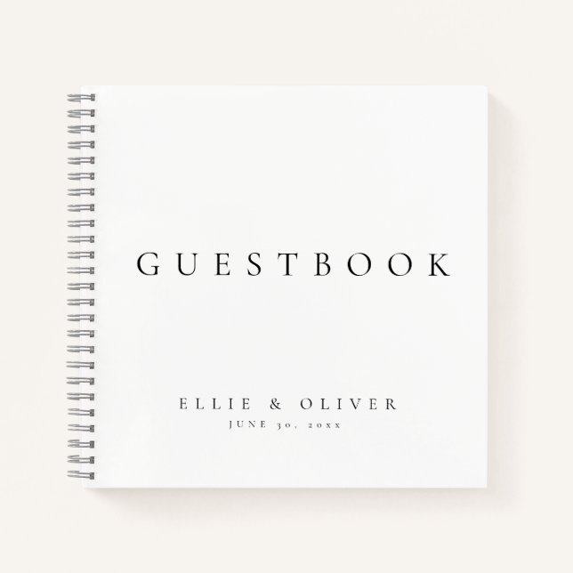 Black & White Elegant Wedding Guest Book (Front)
