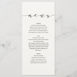 Black + white elegant wedding menu