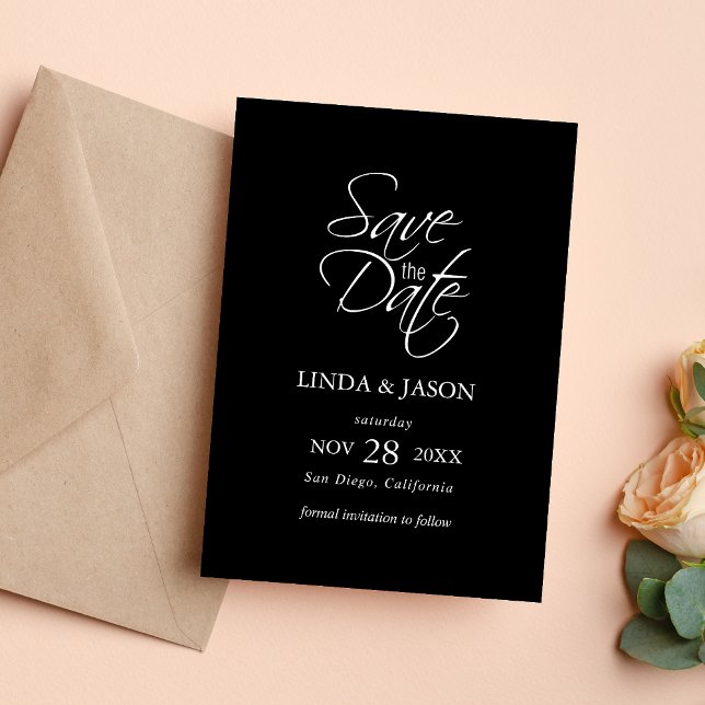 Black & White Elegant Wedding Save The Date Card (Creator Uploaded)