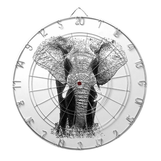 Black & White Elephant Dartboard (Front)