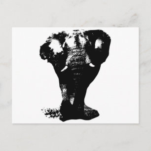 Black & White Elephant Pop Art Postcard