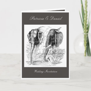 Black & White Elephant Wedding Invitation