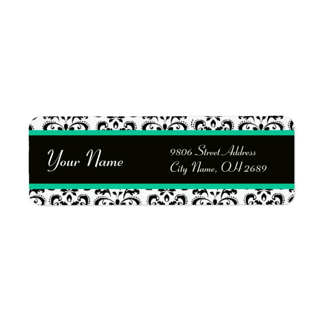 BLACK WHITE EMERALD GREEN DAMASK (Front)