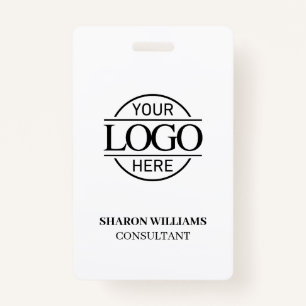 Black White Employee ID with Custom Business Logo Badge