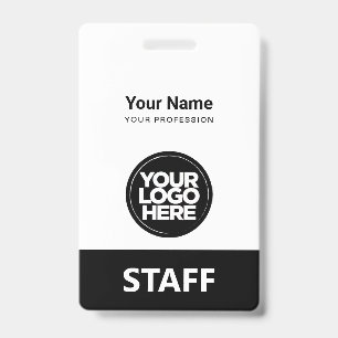 Black White Employee Name Business Logo Qr Code Badge