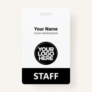 Black White Employee Name Business Logo Qr Code Badge