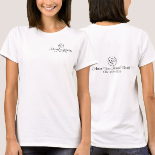 Black & White Employee Name Business Logo T-Shirt