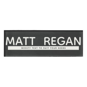 Black White Employee Staff Magnetic Name Tag