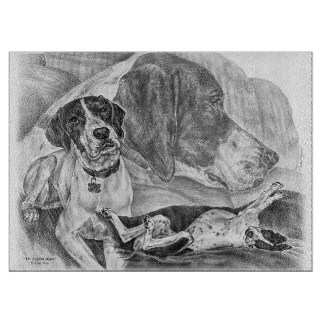 Black & White English Pointer Dogs Cutting Board (Front)