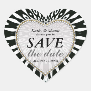 Black & White Enregistrer la date Mariage Stickers