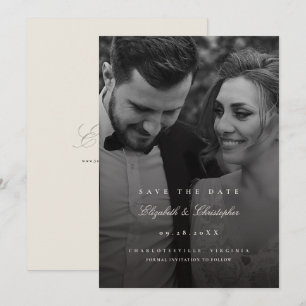 Black White Estate Formal Overlay Photo Wedding Save The Date