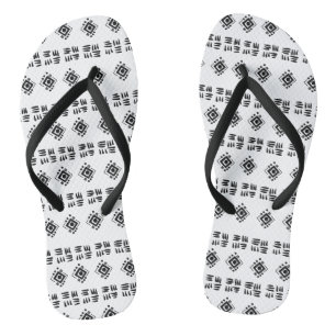 Black White Ethnic Marks Flip Flops