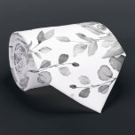 Black & White Eucalyptus Greenery Wedding Neck Tie<br><div class="desc">A black and white wedding necktie featuring watercolor painted eucalyptus greenery only,  in black and white tones.</div>