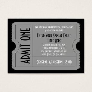 Black+White Event Ticket Pack, Lg Business Card Sz