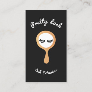 Black White EyeLash Lash Extensions Gold Mirror Business Card