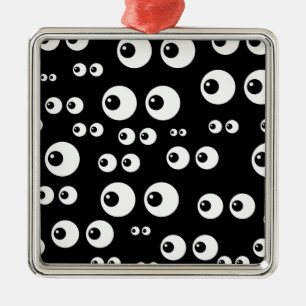 black white eyes metal ornament