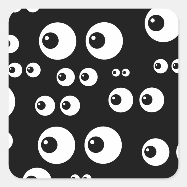 black white eyes square sticker (Front)