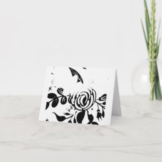 Black & White Faded Floral Blank 4x6 Notecard