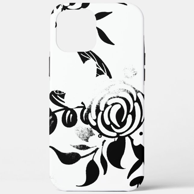 Black & White Faded Floral iPhone Case (Back)