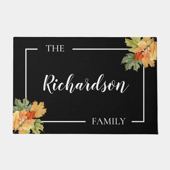 Black & White Fall Foliage Doormat (Front)