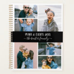 Black White Family Photo Collage Planner<br><div class="desc">Stylish planner you can personalize with six of your own photos in a minimalist photo collage. Personalize further with your name or family name in white calligraphy letters. The back features a pattern of chic black and white stripes.</div>