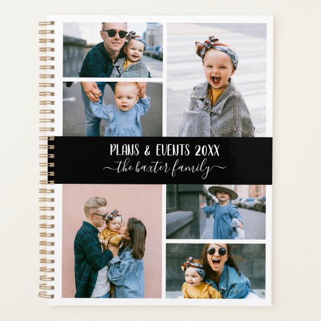 Black White Family Photo Collage Planner (Front)