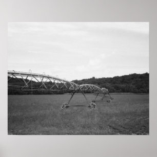 Black & White Farm Irrigation Sprinkler 16x20 Poster