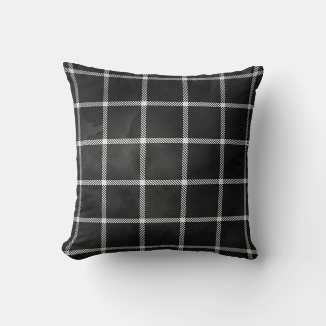 Black & White Farmhouse Style Throw Pillow (Front)