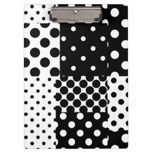 Black White Fashion Polka Dots Style Design Clipboard