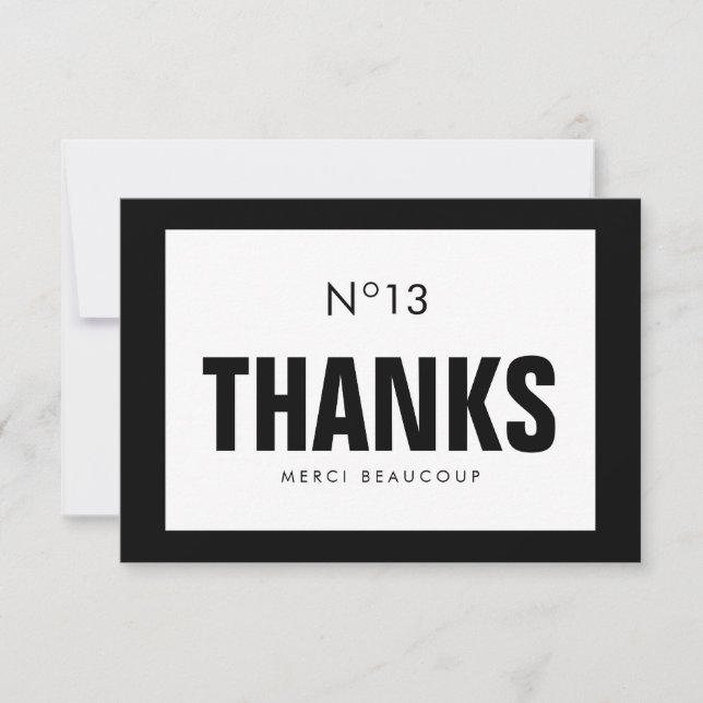 Black & White Fashion THANK YOU NOTE CARD (Front)