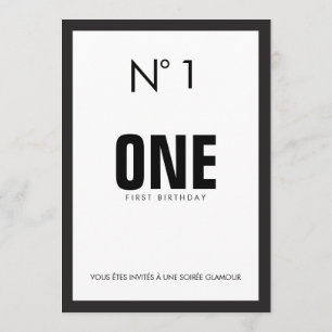 Black & White Fashion Theme 1ST Birthday Party Invitation