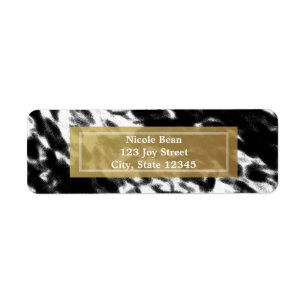 Black White & Faux Gold Chic Modern Address Labels