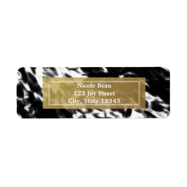 Black White & Faux Gold Chic Modern Address Labels (Front)