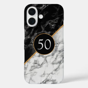 Black White Faux Marble iPhone Case Personalized