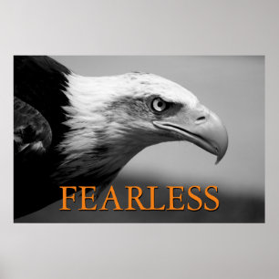 Black & White Fearless Leadership Eagle Eye Poster