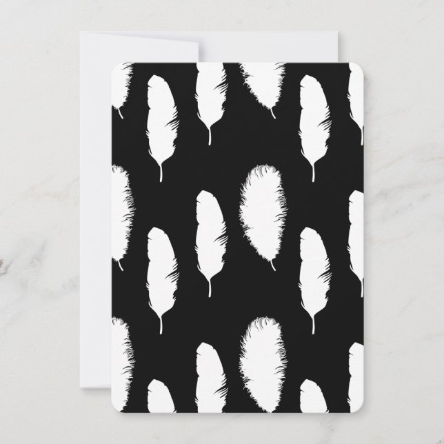 Black White Feathers Baby Shower Invitation (Front)