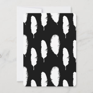 Black White Feathers Baby Shower Invitation
