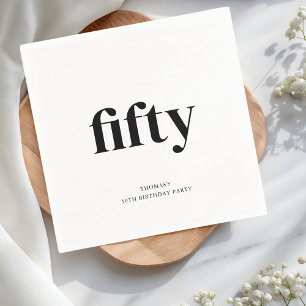 Black & White Fifty 50th Birthday Napkin