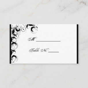 Black White Filigree Vintage Wedding Place Cartes