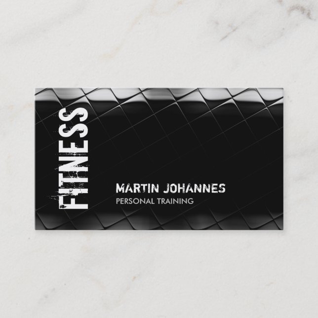 Black White Fitness Carte de visite moderne (Devant)